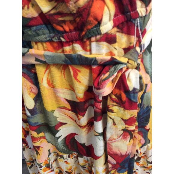 New NWT Figeroa Flower Flutter Sleeve Tiered Sunflower Floral Large Lined - Picture 4 of 9